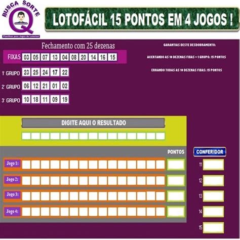 4 jogos prontos da lotofácil